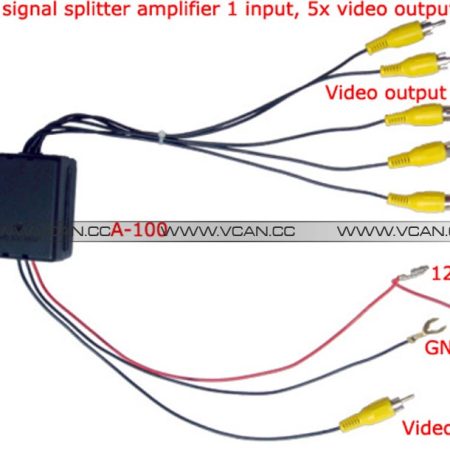 Visão alternativa de Distribuição de vídeo Video Signal Booster Video Amplifier para DVD de carro DVD RCA Splitter A-100