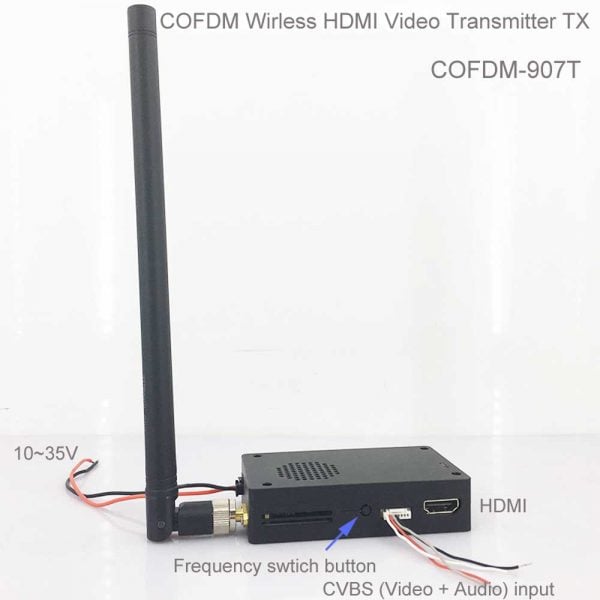 COFDM langaton video HDMI-lähetin TX-lähetys HDMI HD 1080P CVBS H264 -kooderi COFDM-907T