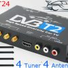 자동차 DVB-T2 TV 수신기 4 조율사 4 안테나 USB HDMI HDTV 러시아 고속