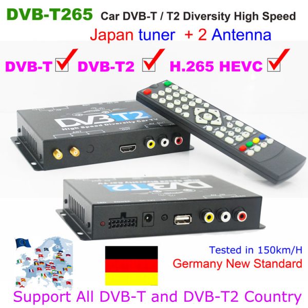 ألمانيا DVB-T2 H.265 HEVC الترميز نموذج جديد DVB-T265 السيارات سيارة رقمية متنقلة dvb-t2 استقبال التلفزيون