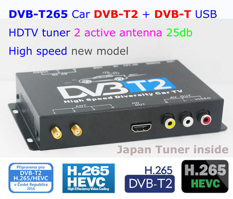 Saksa DVB-T2 H.265 HEVC Codec New Model DVB-T265 auto mobiilin digitaalisen auto DVB-T2 televisiovastaanotin - Kuva 2