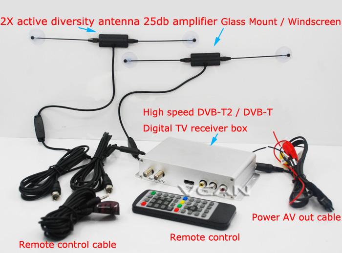DVB-T2H Car DVB-T2 DVB-T USB HDMI HDTV tuner 2 active antenna high speed - Image 4