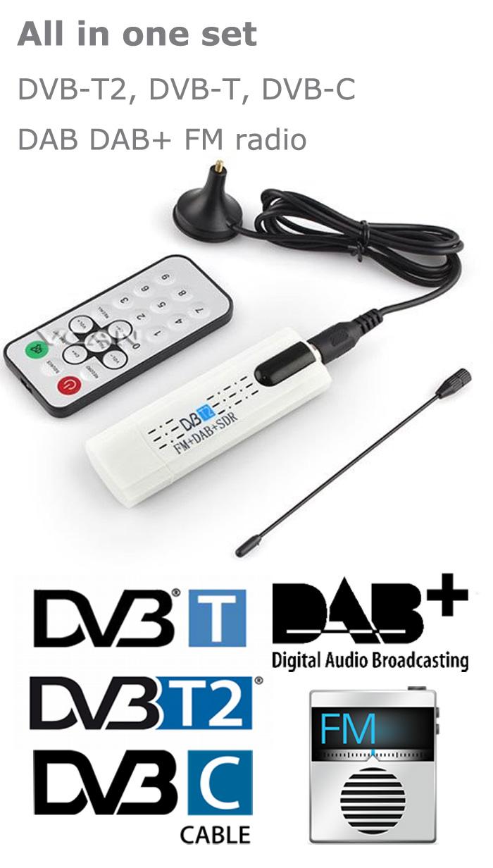 USB DVB-T2 arvuti DTV vastuvõtja DVB-T2 DVB-T DVB-C SDR FM DAB teleripulk