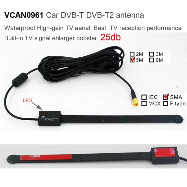 DVB-T DVB-T2 ISDB-T ATSC Аўтамабільная лічбавая тэлевізійная антэна Убудаваная антэна для павелічэння сігналу VCAN0961
