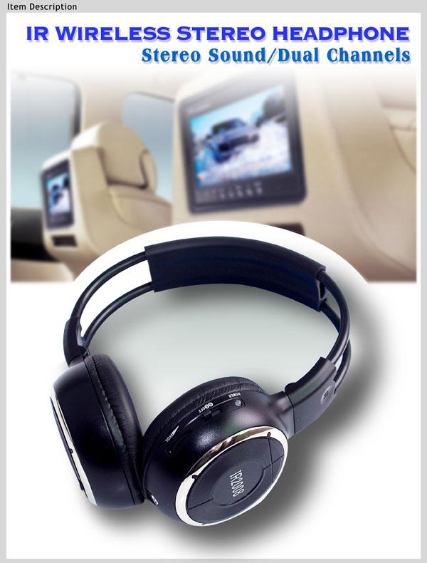 WL-2008 car wireless IR stereo TV headphone infrared headset