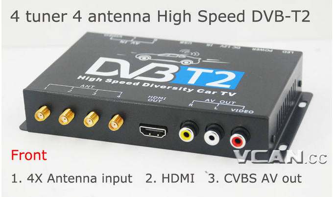عرض بديل سيارة DVB-T2 4 المدوزن 4 استقبال هوائي التلفزيون الرقمي عالية السرعة المتنقلة السيارات مع لاعب فيلم USB HDMI من HDTV DVB-T24