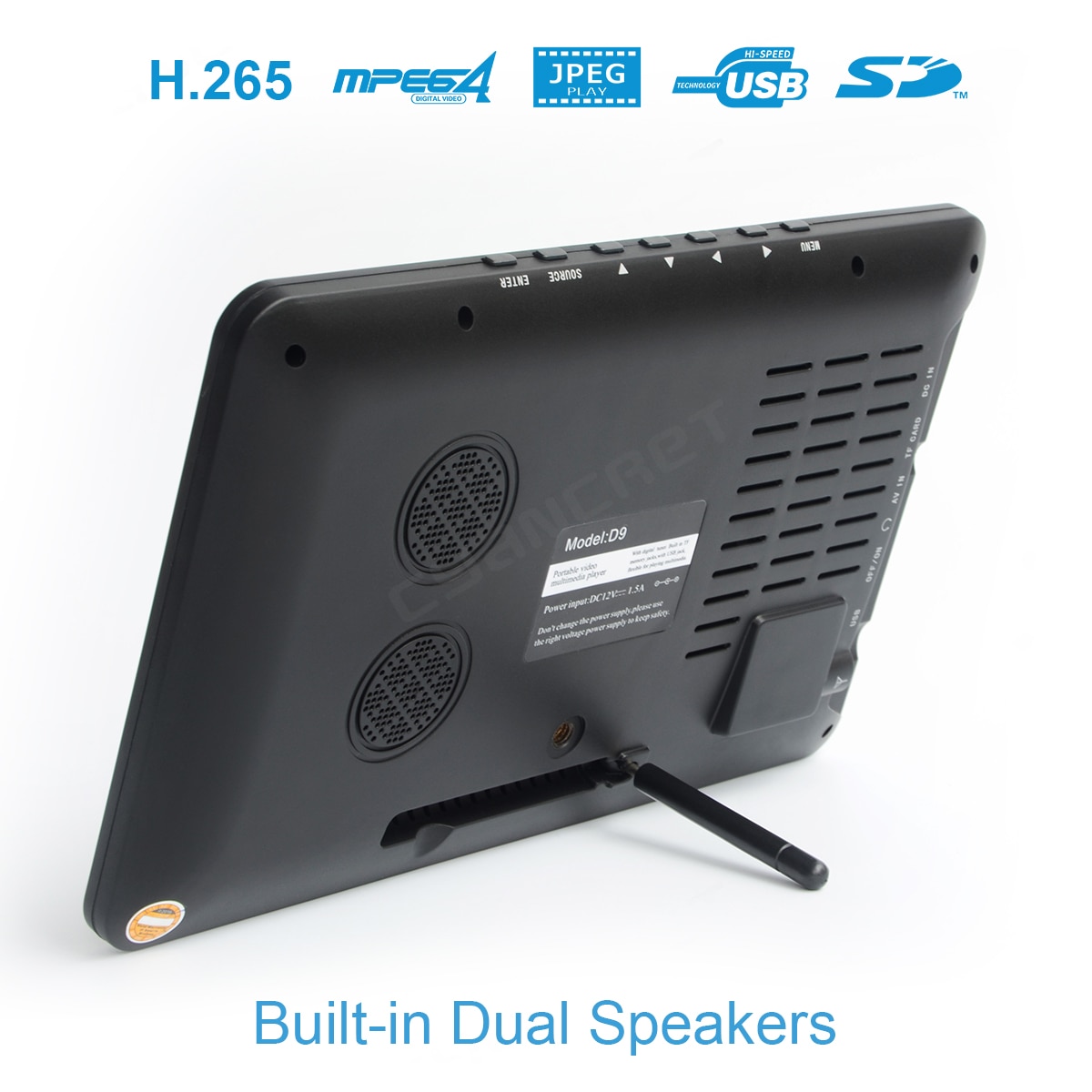 9 インチポータブルISDB-TTVTDTデジタルおよびアナログミニ小型車テレビサポートUSBTF PVR MP4 H.265 AC3 DTV900 - 画像 3
