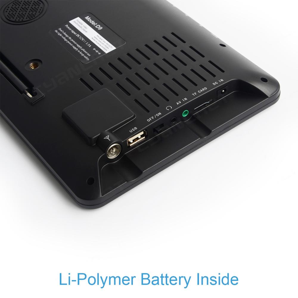 9 インチポータブルISDB-TTVTDTデジタルおよびアナログミニ小型車テレビサポートUSBTF PVR MP4 H.265 AC3 DTV900 - 画像 5