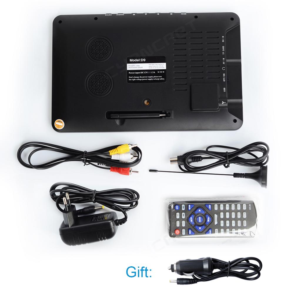 9 インチポータブルISDB-TTVTDTデジタルおよびアナログミニ小型車テレビサポートUSBTF PVR MP4 H.265 AC3 DTV900 - 画像 6