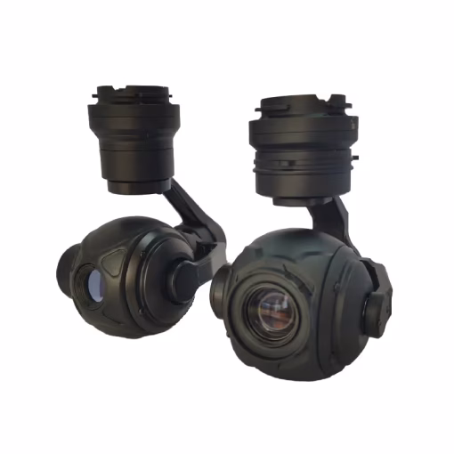10x zoom optique lumière visible caméra à cardan 3 axes + caméra à cardan 3 axes à imagerie thermique 640x512, interchangeable, Sortie IP