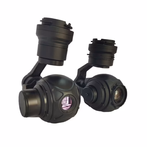 10x zoom optique lumière visible caméra à cardan 3 axes + caméra à cardan 3 axes à imagerie thermique 640x512, interchangeable, Sortie IP