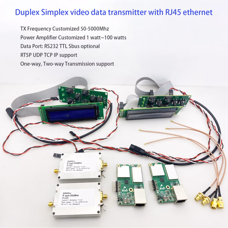 Duplex Simplex video data transmitter with RJ45 ethernet 170-860Mhz two-way bidirectional transmission for drone