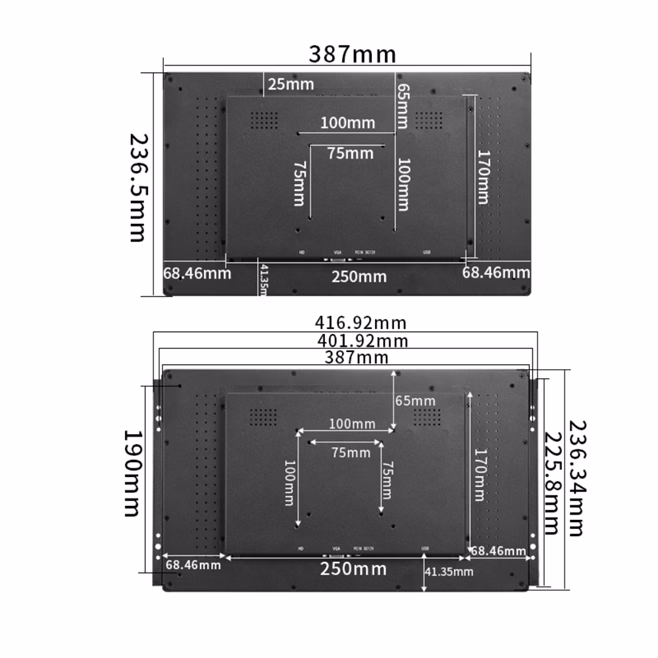 metal dimension of 1000 Nits Sunlight-læsbar 15,6-tommer TFTLCD-berøringsskærm